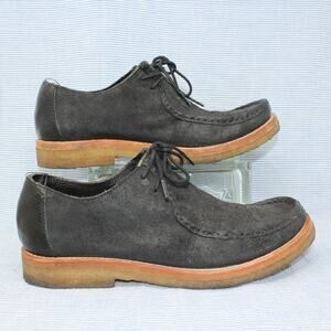 Men 9 Frye Moccasin Wallabee Chukka Black Sueded Leather Gum Sole